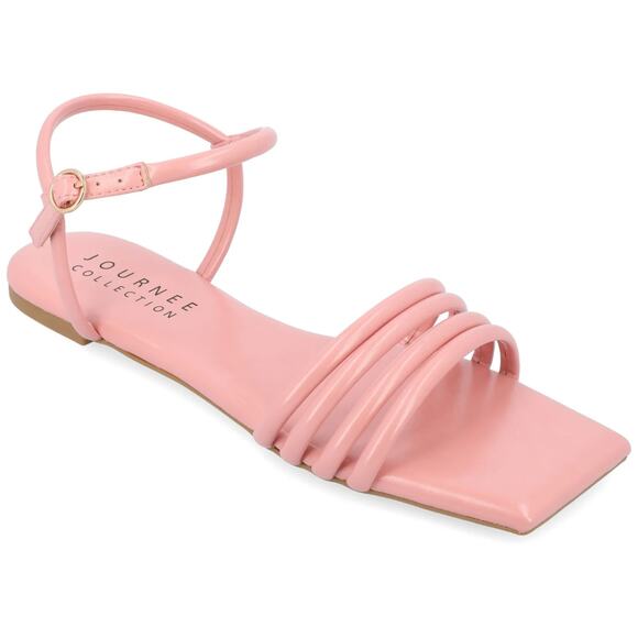 Journee Collection Women's Lyddea Buckle Multi Strap Sandal, Pink Size 9M - Picture 1 of 3